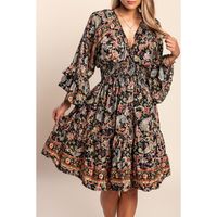Bedrucktes Minikleid, Schwarz