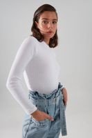 Trendyol White Slim Snap Snap High Neck Ribbed Flexible Knitted Body