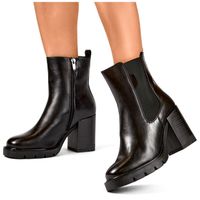 primohurt Czarne botki z ekoskóry botki damskie na obcasie ocieplane