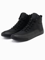 Ombre Men's ankle sneakers shoes with decorative tabs - black