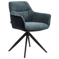 Novel STOLIČKA S PODRÚČKAMI, železo, tkaná textília, modrá, čierna