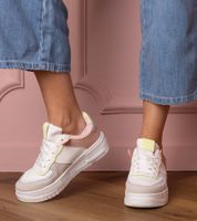 Gemre Biało-szare sneakersy sportowe na platfotmie Fiones