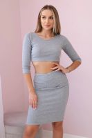 Set of blouses with a skirt in gray color