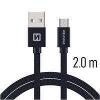 Datový kabel Swissten Textile USB / microUSB 2m, black