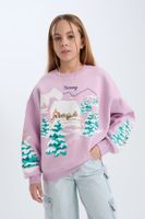 DEFACTO Girls Oversize Wide Fit Crew Neck Printed Sweatshirt