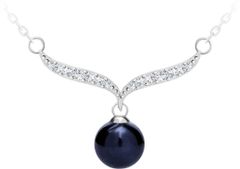 Preciosa Elegantní stříbrný náhrdelník s pravou černou perlou Paolina 5306 20