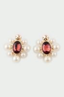 DEFACTO Women's Stone and Pearl Earrings