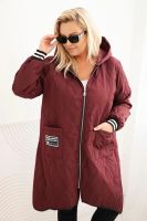 Kesi Włoski Kurtka damska Plus Size pikowana z kapturem i sportowymi mankietami śliwkowa