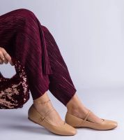 Gemre Beżowe balerinki z sprzączkami z ekoskóry Kamelia