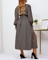 Resti Beige and black patterned women's maxi dress