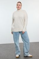 Trendyol Curve Beige Half Turtleneck Soft Texture Knitwear Sweater