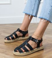 D/CEO Black closed espadrille sandals Kleona