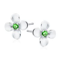 Olivie Stříbrné náušnice KVÍTEK GREEN 9508
