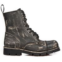 SCHWARZE NEW ROCK UNISEX ANKLE BOOTS- MILITARY STYLE - METALLIC COLLECTION 37