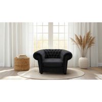 Livetastic KRESLO CHESTERFIELD, textil, kompozitné drevo, čierna