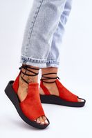 Zazoo Suede Wedge Sandals Nicole 2743 Orange