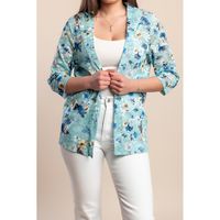 Strickjacke Mit Blumenmuster, Hellblau