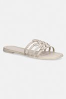 Tommy Hilfiger šľapky s otvorenými prstami dámske kožené TH SCRIPT FLAT MULE LTH