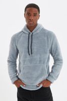 Trendyol Grey Regular/Normal Cut Hooded Warm Plush Sweatshirt