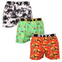 3PACK pánské trenky Styx art sportovní guma vícebarevné (3B13497) M