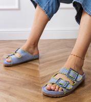 D/CEO Blue flip-flops with buckles and embroidery on straps Kim