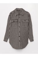 LC Waikiki Shirt Collar Plaid Long Sleeve Maternity Tunic