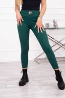 Ribbed high-waisted leggings in dark green