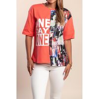 Bedrucktes Baumwoll-T-Shirt, Koralle