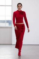 Trendyol Limited Edition Red Knitted Rose Detailed Skirt