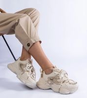 Gemre Lien női sportos bézs sneaker masszív talppal