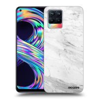 Silikónový čierny obal pre Realme 8 4G - White marble