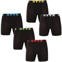 5PACK pánské boxerky Styx long sportovní guma černé (5UN9601) S