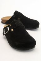 LuviShoes GONS Black Women's Suede Leather Slippers