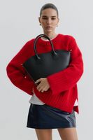 Estro: Duża czarna torebka damska typu shopper z włoskiej skóry naturalnej Premium