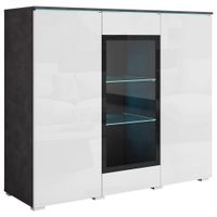 P & B VYSOKÁ KOMODA, antracitová, biela s vysokým leskom, 120/103,3/39,5 cm