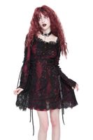 Damenkleid DEVIL FASHION - Gothic - Red Floral XXS