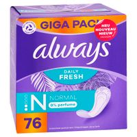 Always intimky Normal Daily Fresh 0 % parfému, Giga Pack 76 ks