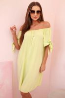 Kesi Włoski Sukienka damska z wiskozy z wiązaniem na rękawach pistacjowa