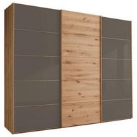 Linea Natura SKŘÍŇ S POSUVNÝMI DVEŘMI, dub, tmavě hnědá, dub bianco, 300/217/67 cm
