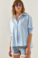 Bianco Lucci Women's Pleat Detail Casual Terikoton Shirt 4481