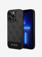 Guess PU 4G Stripe Zadní Kryt pro iPhone 14 Pro Max Grey Etui za telefon ljubičasta