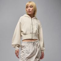 Jordan Flight Fleece Wmns Cropped Satin-Lined Hoodie Rattan - Dámske - Mikina Jordan - Biele - IB9863-104 - Veľkosť: M