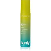 Attitude Sunly Mineral Sunscreen Spray SPF 50+ minerálny sprej na opaľovanie bez parfumácie SPF 50+ 75 ml