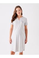 LC Waikiki High Neck Printed Short Sleeve Maternity Nightgown