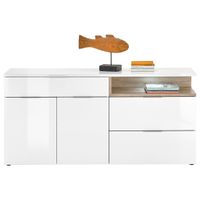 ŠIROKÁ KOMODA, farba duba, biela s vysokým leskom, 165/80/38 cm