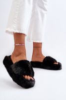 Women's fur slippers Black Stepia