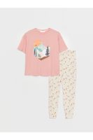 LC Waikiki Crew Neck Printed Short Sleeve Women's Pajama Set