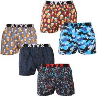 5PACK pánské trenky Styx art sportovní guma vícebarevné (5B1370145) XXL