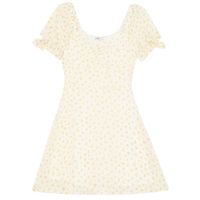 Cropp - Mini obleka s cvetličnim potiskom - svetlo rumena