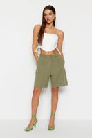 Trendyol Light Khaki Pocket Detailed Regular Fit Woven Shorts